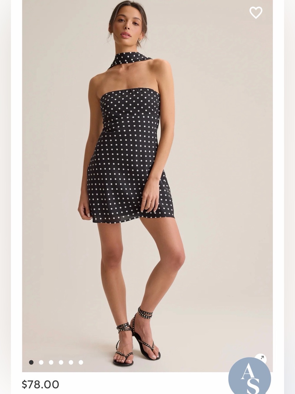 Altar'd State Black and White Polka Dot Strapless Mini Dress with Neck Scarf